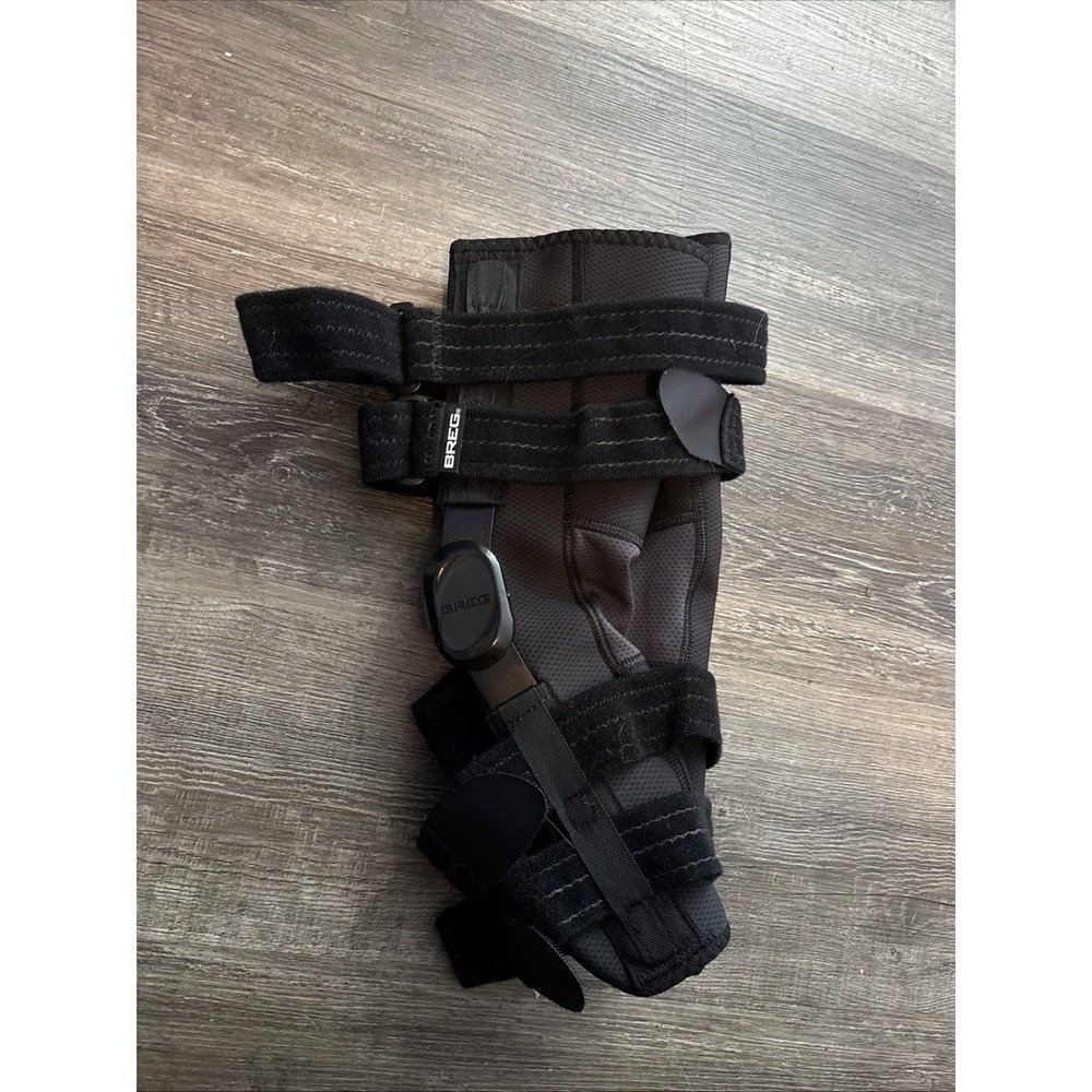 Breg Hinged Knee Universal Support Brace Black XL Wrap Around Adjustable